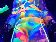 My submissive and I are enjoying UV slime that glows in the dark